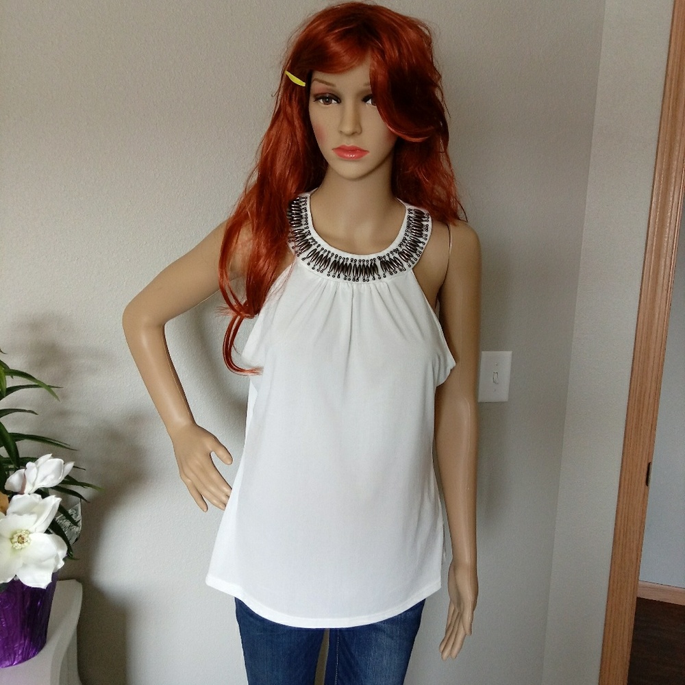 JW STYLES EMBELLISHED BUGLE BEADS TOP SIZE MEDIUM